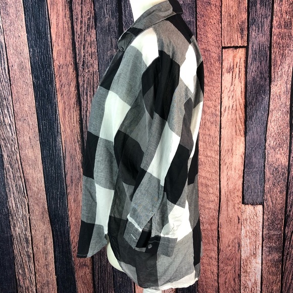 Ann Taylor LOFT Flannel Button-Down Bat Wing Blous - Picture 3 of 6